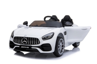 Kinderfahrzeug weiss - Elektro Auto "Mercedes AMG GT Doppelsitzer M" - Lizenziert - 12V, 2 Motoren- 2,4Ghz, MP3