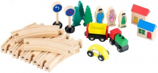 Kleines Holz-Eisenbahn-Set mit 25 Teilen