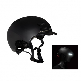 Hudora Skaterhelm oder Scooter Helm mit LED, Gr. M (schwarz, 55-58cm)