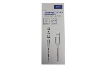 Setty Magnetisches USB Kabel 1m 2A LED (weiss, 100cm)