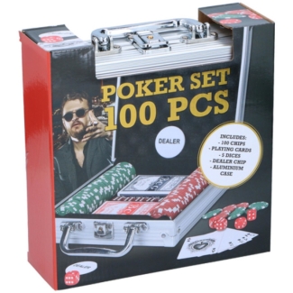 CHAMP Poker Set 100tlg mit Aluminiumkoffer (silber, 40cm × 7.5cm × 24cm, 4.5kg)