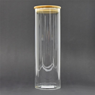 Vorratsglas aus Borosilikatglas mit Bambusdeckel, 10cm Durchmesser, 1900ml, ca. 28,5cm hoch