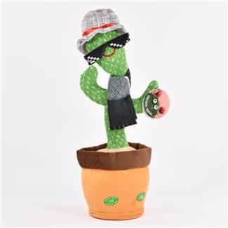 Labertier Tanzender Kaktus mit Sound und Laberfunktion, Sonnenbrille und Schal