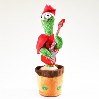 Tanzender Kaktus mit Sound und Laberfunktion, Weihnachtsmütze und Gitarre
