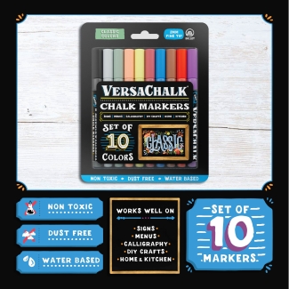 VersaChalk - Classic Flüssigkreide Marker 10er Set mit 3mm Spitze