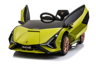 Elektro Kinderfahrzeug Lamborghini Sian - Lizenziert - 12V Akku, 2 Motoren- 2,4Ghz Fernsteuerung, MP3, Ledersitz+EVA