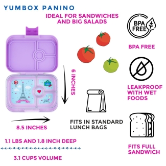 Yumbox Panino (4 Unterteilungen) Lulu Violett Paris Znüni Lunchbox