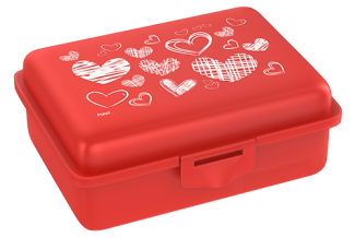Fizzii Lunchbox mit Trennfach rot, Herzen