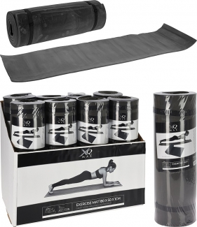 XQ Max Fitnessmatte Yogamatte für Yoga und Sport (schwarz, 180x50x1cm)
