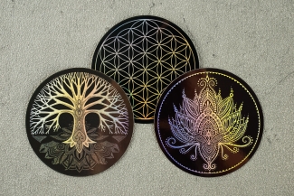 Jabalou wasserfester Hologramm Sticker, Lotus rund
