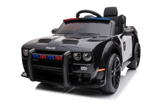 Kinderfahrzeug - Elektro Auto "Dodge Challenger Polizei" Lizenziert - 12V7A Akku,2 Motoren- 2,4Ghz + Ledersitz, MP3