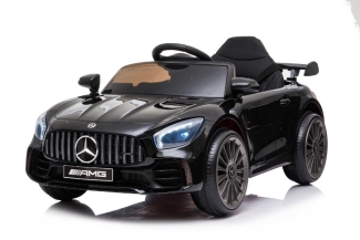 Kinderfahrzeug - Elektro Auto schwarz "Mercedes GT R" Lizenziert - 2 Motoren, 2,4Ghz, MP3, Ledersitz+EVA