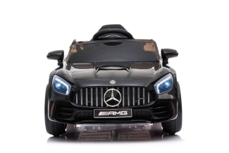 Kinderfahrzeug - Elektro Auto schwarz "Mercedes GT R" Lizenziert - 2 Motoren, 2,4Ghz, MP3, Ledersitz+EVA