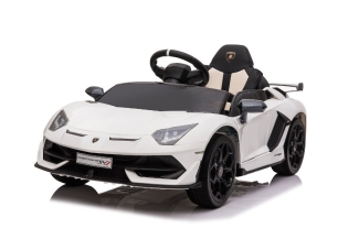 Kinderfahrzeug weiss - Elektro Auto "Lamborghini Aventador SVJ" - Lizenziert - 12V7AH, 2 Motoren- 2,4Ghz Fernsteuerung, MP3,