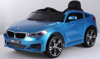 Kinderfahrzeug - Elektro Auto "BMW 6GT" - Lizenziert - 12V, 2 Motoren +  Ledersitz + EVA + Lackiert Blau