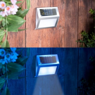 4er-Set Solar-LED-Wand- & Treppen-Leuchten für außen, Edelstahl, 20 lm