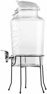 Retro-Getränkespender aus Glasmit Ständer, Zapfhahn, 6,5 Liter