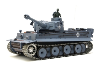 RC Panzer "German Tiger I" Heng Long 1:16 Grau, Rauch&Sound,Metallgetriebe (Stahl) Und Metallketten -2,4Ghz -V 7.0 - PRO Mit RRZ