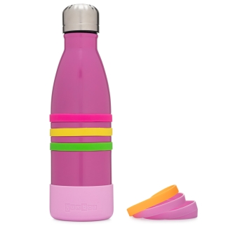 Yumbox Aqua - Edelstahl Dreifach isolierte Wasserflasche 420 ml - Pacific Pink mit Edelstahlkappe