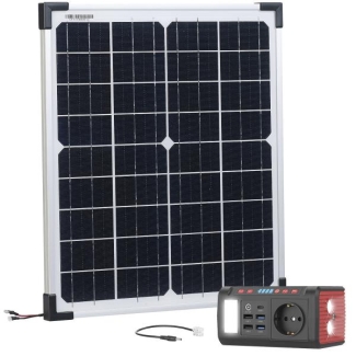 Mini-Powerstation & Solar-Generator + Solarpanel, 88,8 Wh, 230V, 120 Watt