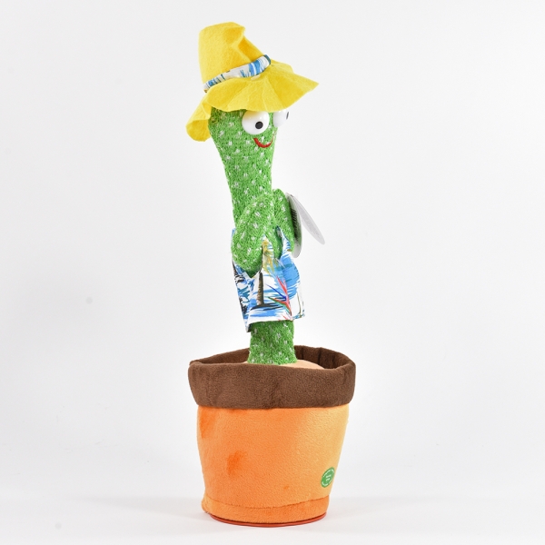 Labertier Tanzender Kaktus mit Sound und Laberfunktion, Hawaiihemd und Hut