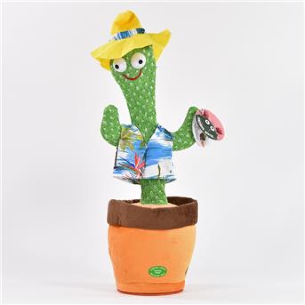 Labertier Tanzender Kaktus mit Sound und Laberfunktion, Hawaiihemd und Hut
