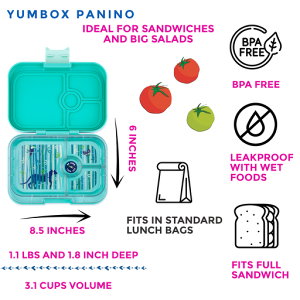 Yumbox Panino (4 Unterteilungen) Tropical Aqua Panther Znüni Lunchbox