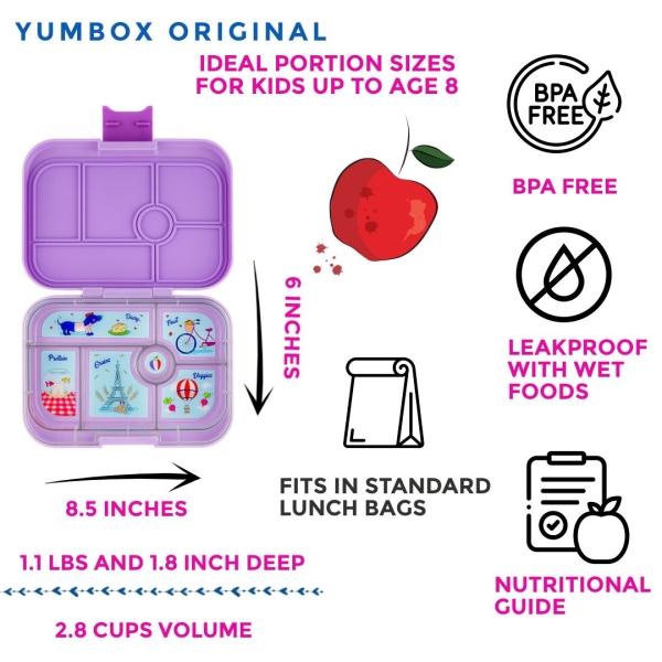 Yumbox Original (6 Unterteilungen) Lulu Violett Paris Znüni Lunchbox