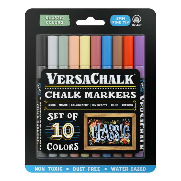 VersaChalk - Classic Flüssigkreide Marker 10er Set mit 3mm Spitze