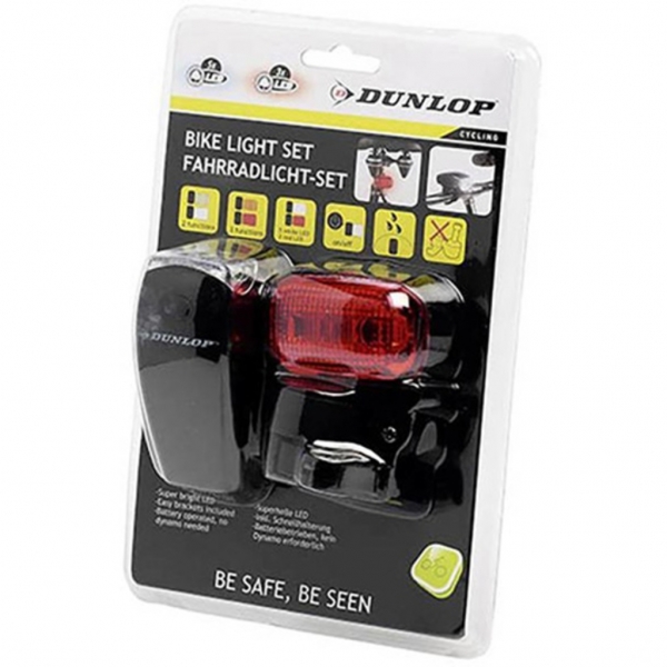 Velolampe Fahrradlicht Dunlop Fahrrad-Lichtset LED vorne und hinten