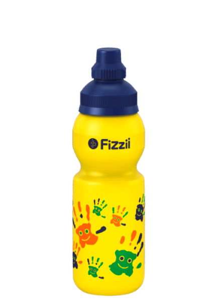 Fizzii Trinkflasche 330ml gelb, Hände