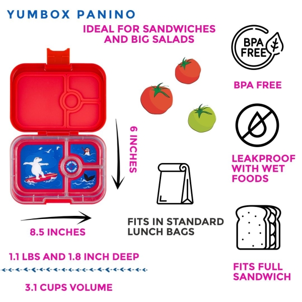 Yumbox Panino (4 Unterteilungen) Roar Red Polar Bear Znüni Lunchbox