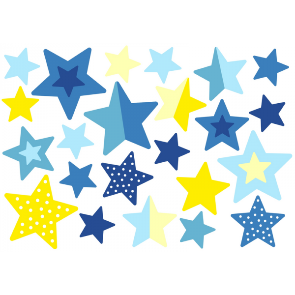 Jabalou wasserfeste Sticker Sterne blau-gelb, DIN A6