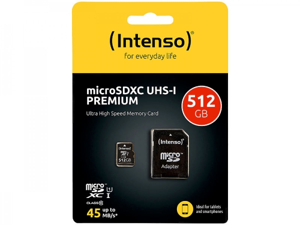 microSDXC-Speicherkarte UHS-I Premium 512 GB, bis 40 MB/s, Class 10/U1
