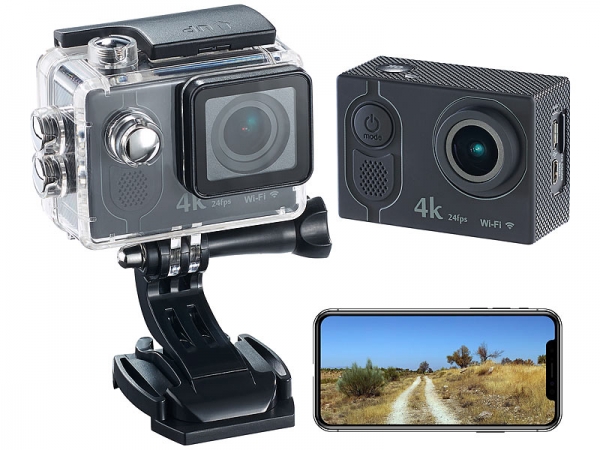 4K-Action-Cam mit UHD-Video bei 24 fps, 16-MP-Sony-Sensor, IP68, WLAN
