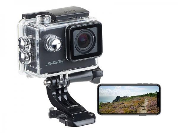 Einsteiger-4K-Action-Cam, WLAN Full HD (60 fps) mit Unterwassergehäuse