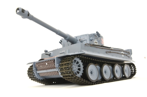 RC Panzer German Tiger I Heng Long 1:16 Grau, Rauch & Sound + Stahlgetriebe Und 2,4Ghz -V 7.0