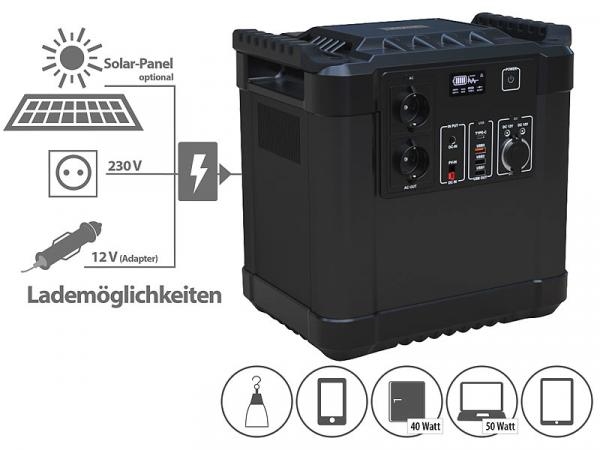 Powerbank & Solar-Konverter 455 Ah, 1.456 Wh, 12/230 V, USB, 2.000 Watt