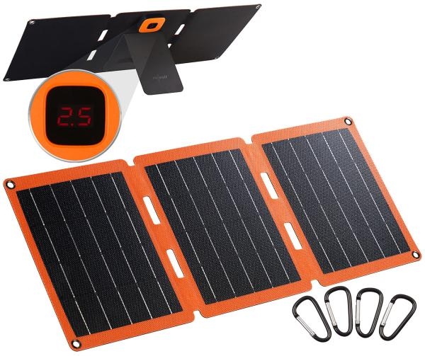 21-Watt-Solarpanel-Ladegerät, USB-C/-A, je 2,4 A, faltbar, ETFE